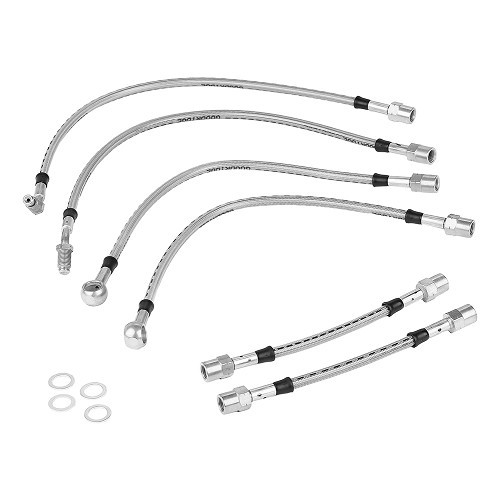  Kit of 6 aviation type brake hoses for Audi RS4 ->2005 - AH24308 