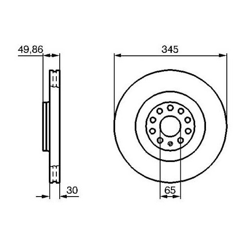 Front brake disc for Audi A3 (8P), 345 x 30 mm - AH28102