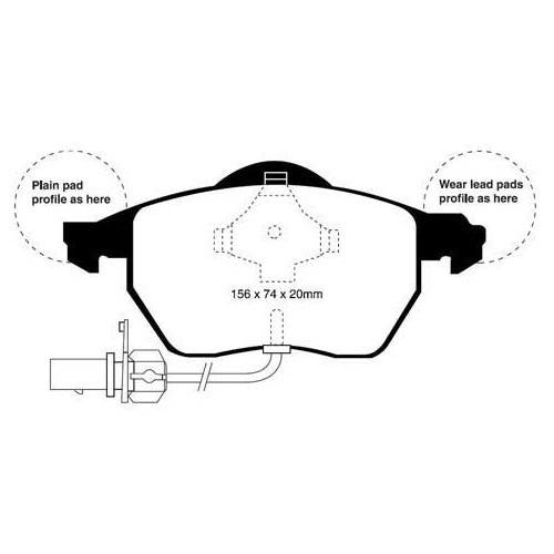 Black EBC front pads for Audi A4 (B6), A4 Cabriolet and A6 (C5) - AH50160