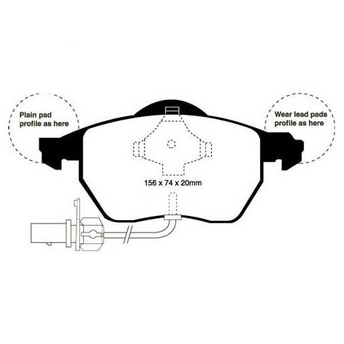 EBC voorplaten rood voor Audi A4 (B5, B6), A4 Cabriolet en A6 (C5, C6) - AH50164