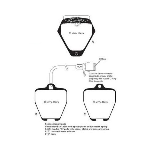  Pastiglie dei freni anteriori EBC rosse per Audi S4, S6 e A8 - AH50292 