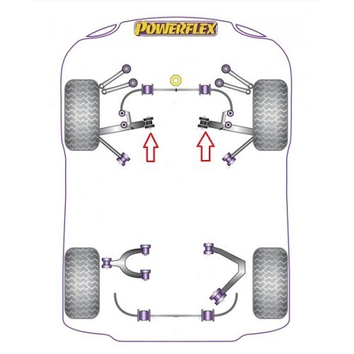 Kit of 2 POWERFLEX bushes for lower front suspension arms for Audi A4 (B6) - AJ41206