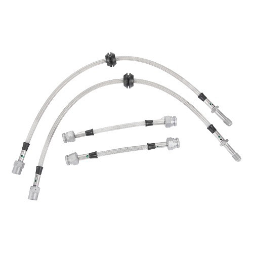  Durites de frein type aviation en acier inox à raccords filetés GOODRIDGE pour VW Golf 3 GTI 8S 16S avec tambours arrière (08/1991-08/1997) - 4 pièces  - AVI0527 