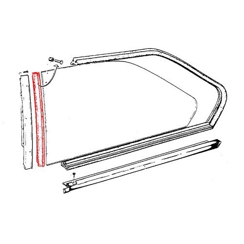 Vedação vertical da janela para spoiler traseiro direita ou esquerda para BMW série 02 E10 Sedan fase 1 e 2 (03/1966-07/1977) - BA13015