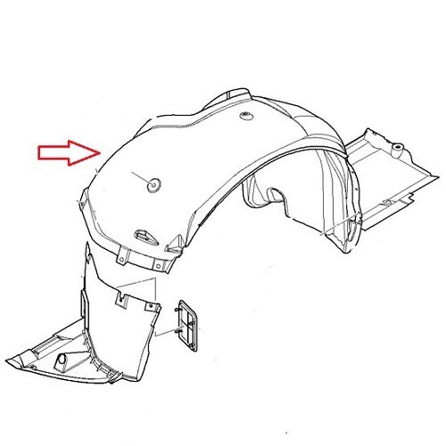 Guardabarros interior de aleta delantera izquierda para BMW E46 Compact - BA14515