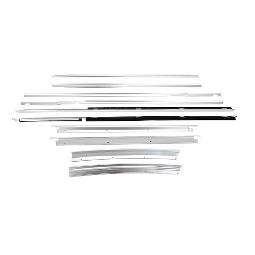 Polished aluminum front and rear window trim for BMW 02 Series E10 Sedan (03/1966-11/1975)