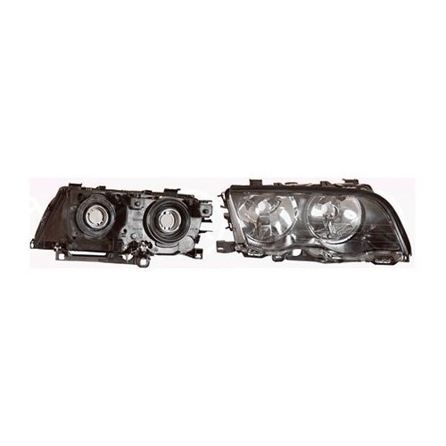 Right headlight in black shell for BMW E46 ->09/2001