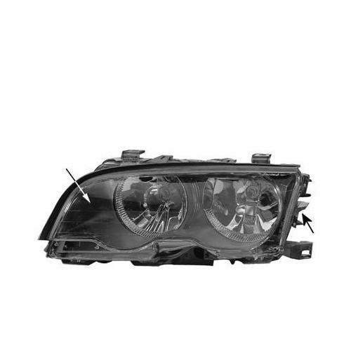  Faro anteriore sinistro per BMW E46 Coupé e Cabriolet fino al 09/2001, sfondo nero - BA17030 