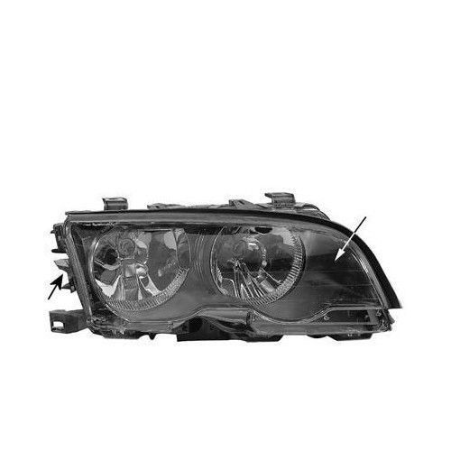 Front right headlight for BMW E46 Coupé and Cabriolet up to ->09/01, black shell