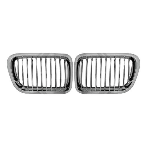  Grilles de calandres type Design Chrome pour Bmw Série 3 E36 (09/1996-08/2000) - Phase 2 - BA18118 