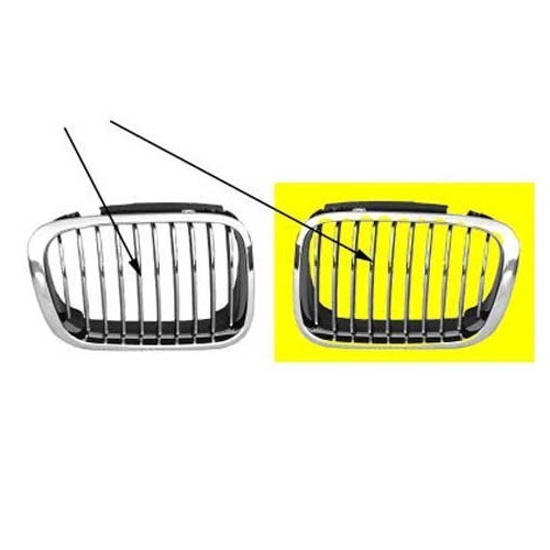 Kühlergrill links verchromt für BMW 3er E46 Limousine Touring Phase 1 (-08/2001) und Compact (01/2001-12/2004) - Fahrerseite - BA18207