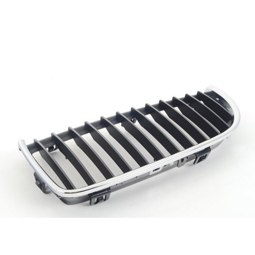 Grille de calandre gauche noire pourtour chromé pour BMW Série 3 E90 Berline et E91 Touring phase 1 (02/2004-09/2008) - côté conducteur