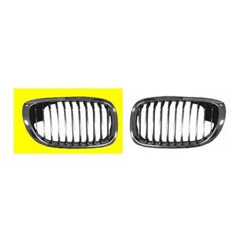  Grille de calandre droite noire pourtour chromé pour BMW Série 3 E46 Coupé et Cabriolet phase 1 (-03/2003) - côté passager - BA18316-1 