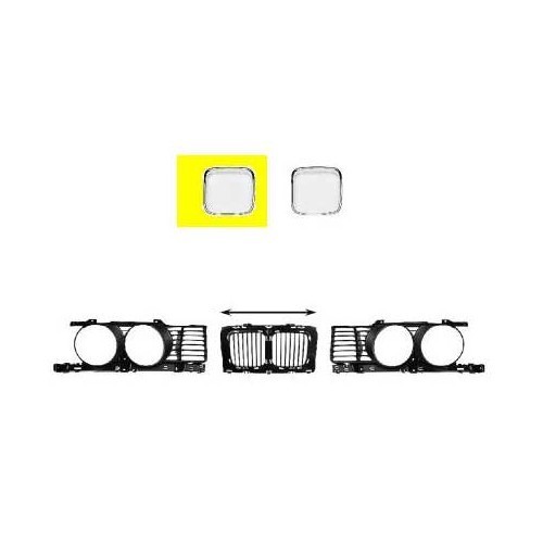 37cm wide left-hand chrome on grill for BMW E34, except 8 cylinders - BA18401