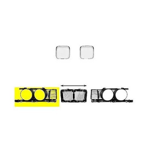 Grille de calandre pourtour de phare droit pour BMW Série 5 E34 Berline et Touring (03/1987-03/1994) - version étroite - BA18406