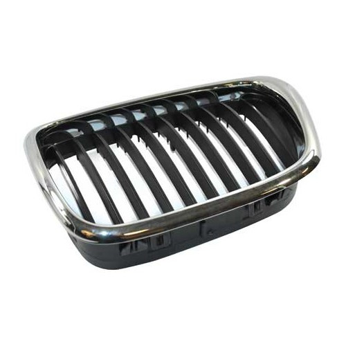 Zwarte radiateurgrille links met chromen rand voor BMW 5 Reeks E39 Berline en Touring fase 2 (09/2000-) - bestuurderszijde - BA18424