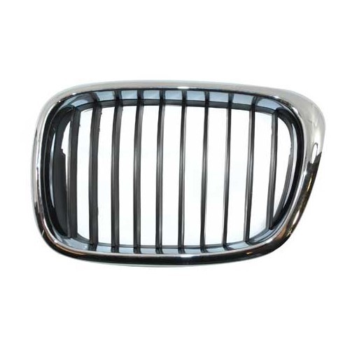 Zwarte radiateurgrille links met chromen rand voor BMW 5 Reeks E39 Berline en Touring fase 2 (09/2000-) - bestuurderszijde