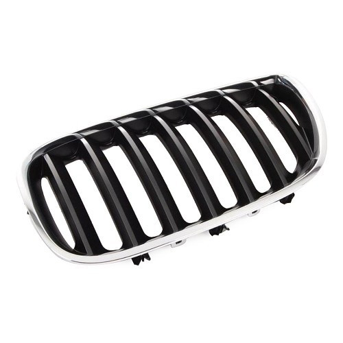  Zwarte radiateurgrille links met chromen rand voor BMW X5 E53 Fase 2 (10/2003-) - bestuurderszijde - BA18429 