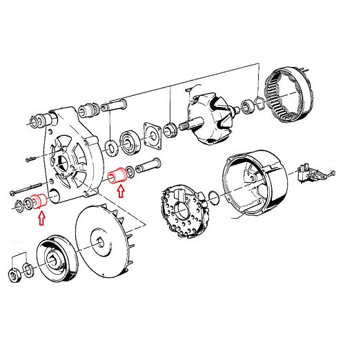  Douille inférieure d'alternateur qualité origine pour BMW Série 3 E30 Berline Coupé et Cabriolet (12/1981-06/1991) - BC35082-1 