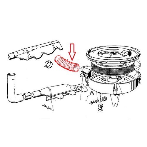 Flexibele luchtfilter behuizingsbus voor BMW 02 serie E10 Touring Cabriolet en Baur Targa Cabriolet met enkele carburateur (03/1966-07/1977) - BC44037