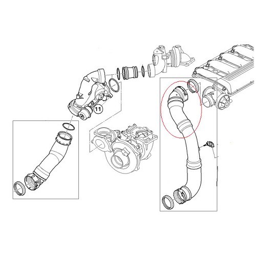 Air intake hose on EGR valve for BMW E60/E61 - BC44728