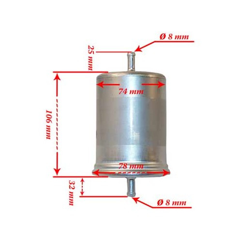 Aluminium-Benzinfilter für BMW 3er E21 E30 E36 und 5er E12 E28 E34 mit Einspritzung - BC45705