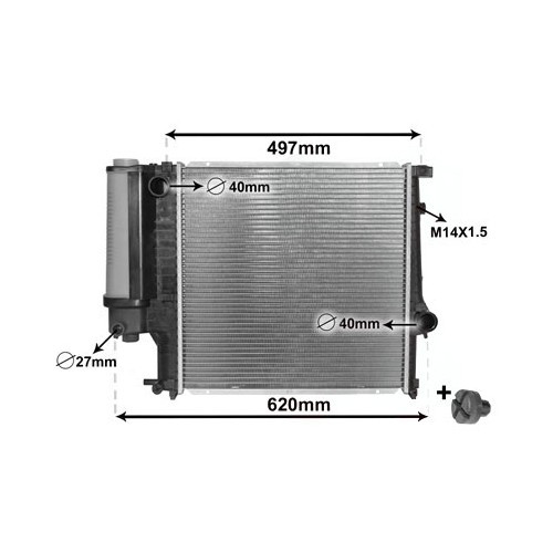 Wasserkühler für BMW 3er E36 - Schaltgetriebe oder Automatikgetriebe mit Klimaanlage - BC55607