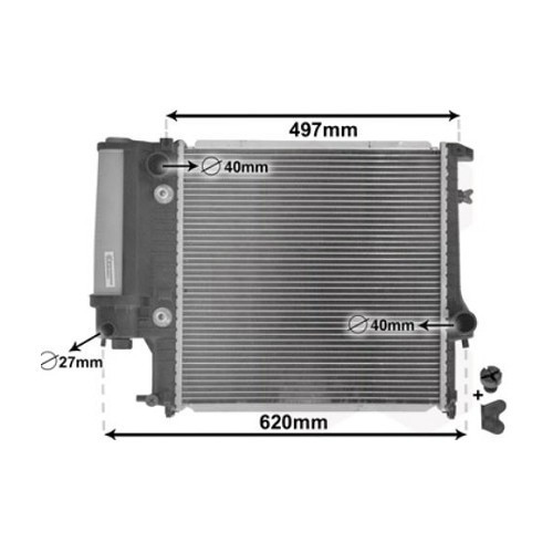 Refrigerador de água para BMW Série 3 E36 Sedan e Coupé transmissão automática (-08/1992) - com ou sem ar condicionado - BC55622