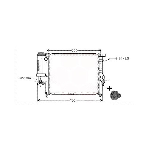  Water radiator for BMW 5 Series E34 (04/1989-12/1995) - manual gearbox with air conditioning - BC55634-1 