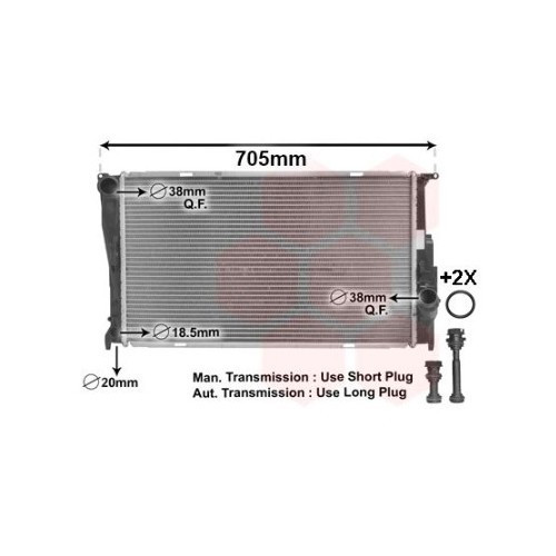 Radiateur d'eau moteur pour Bmw Série 1 E81 Berline, E87 Berline, E82 Coupé et E88 Cabriolet (02/2003-09/2013) - Diesel - BC55649