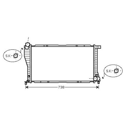 Radiator voor BMW E39 afmetingen 646mm x 330mm - BC55664