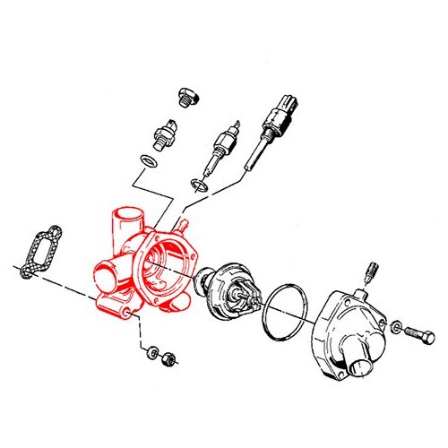  Carcasa del calorostato para el motor de gasolina de 6 cilindros BMW E30 - BC55713-4 