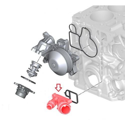 Conector de mangueira de água para BMW E90/E91/E91/E92/E93 - BC55812