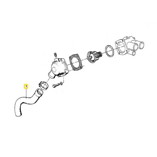 Durite d'eau inférieure de radiateur vers boîtier thermostat pour BMW Série 5 E12 (06/1973-06/1981) - moteurs M30B25 M30B28 - BC56830