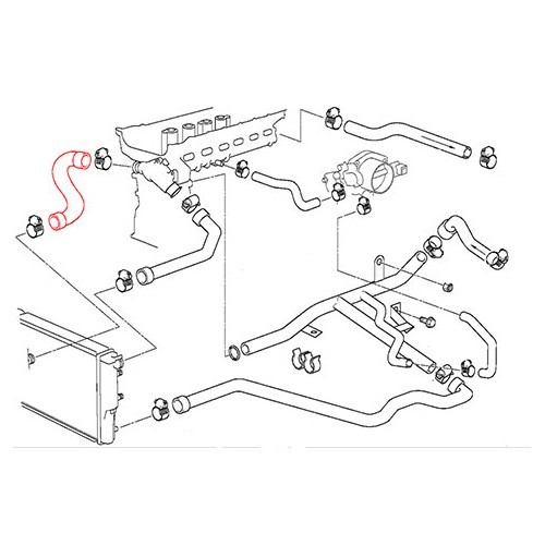 Durite d'eau inférieure FEBI entre radiateur et boîtier thermostat pour BMW Série 5 E39 Berline et Touring (-08/1998) - moteurs M52B20 M52B25 M52B28 - BC56843