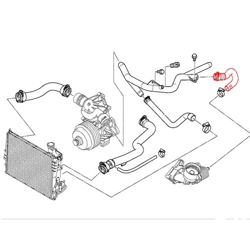 Water hose between rigid pipe and oil cooler - BC56856