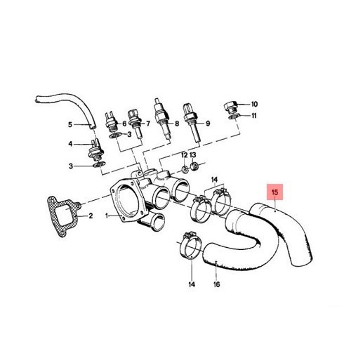 Durite d'eau supérieure de radiateur pour BMW Série 5 E28 (09/1980-12/1987) - moteurs M30B25 M30B28 M30B34 - BC56923