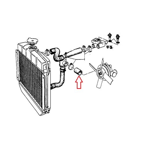 Durite d'eau entre pompe à eau et boîtier thermostat pour BMW Série 02 E10 (03/1966-07/1977) - moteur M10 - BC56934