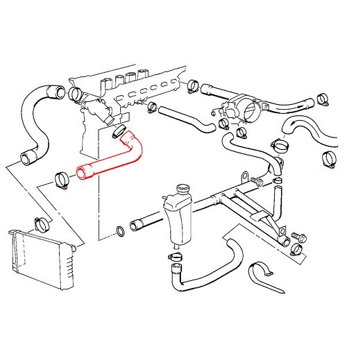  Mangueira de água superior do radiador ao termóstato para BMW Z3 E36 Roadster e Coupé 2.8 (-08/1998) - motor M52B28 - BC56936-1 