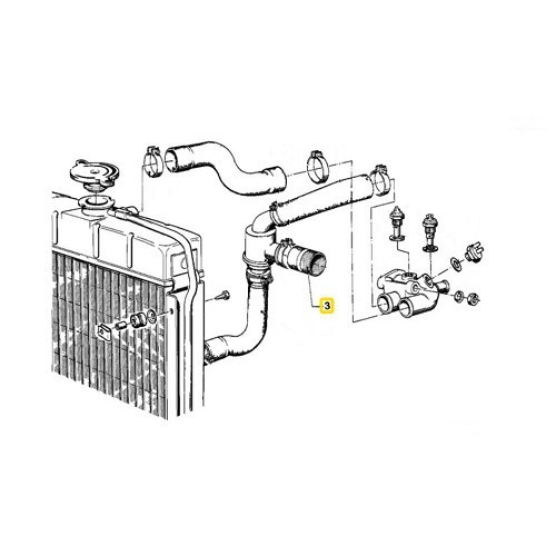 Waterslang tussen waterpomp en thermostaathuis voor BMW 5 Reeks E12 (02/1972-06/1981) - motor M10 - BC56944