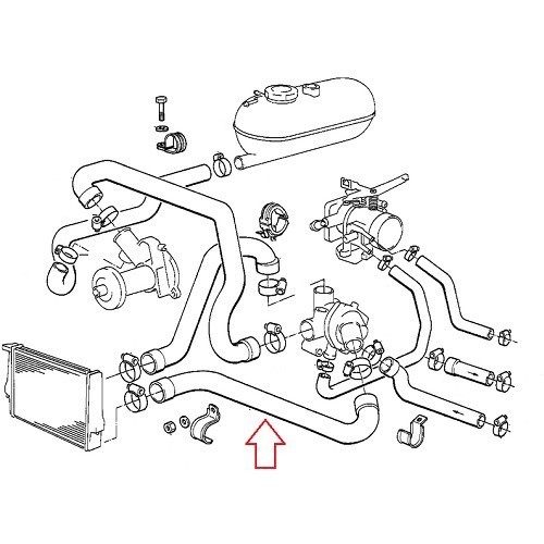  Lower radiator hose for air conditioned BMW E30 M20 engines until 09/87 - BC56947-1 