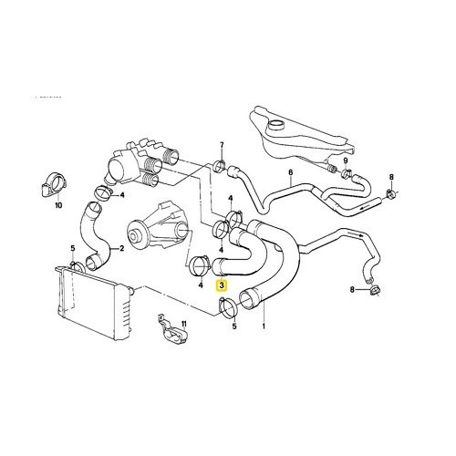  Waterslang tussen waterpomp en thermostaathuis voor Bmw 6 Serie E24 (10/1975-04/1989) - BC56994-1 