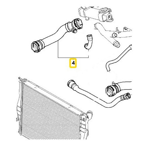 Durite d'eau entre radiateur et carter de thermostat pour BMW X3 E83 M47N2 (05/2003-08/2007) - BC57863