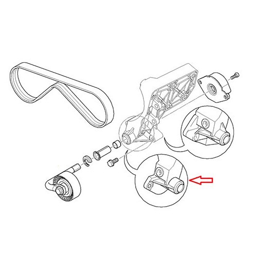 Rodillo tensor de aire acondicionado FEBI para BMW Serie 3 E46 y Serie 5 E39 hasta 10/2000 - BD30323