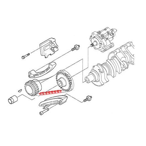 Chaîne de distribution bas moteur FEBI pour BMW Série 5 E39 Berline et Touring 525d 530d (12/1997-09/2003) - moteurs M57D25 M57D30 - BD30417