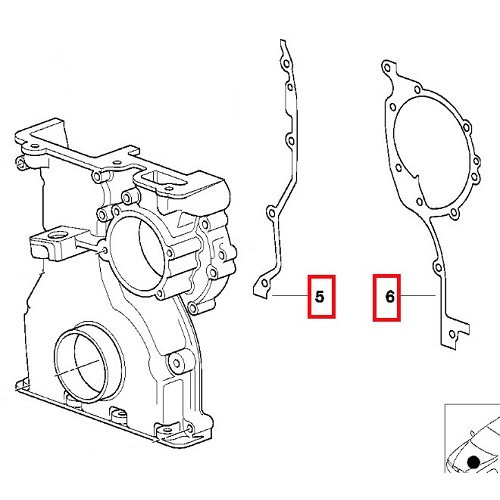 Lower timing cover gasket for Bmw 5 Series E39 Sedan and Touring (09/1998-12/2003) - BD30597