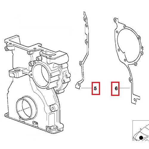 Junta inferior de la tapa de distribución para Bmw Serie 7 E38 (09/1998-07/2001) - M52TU - BD30643