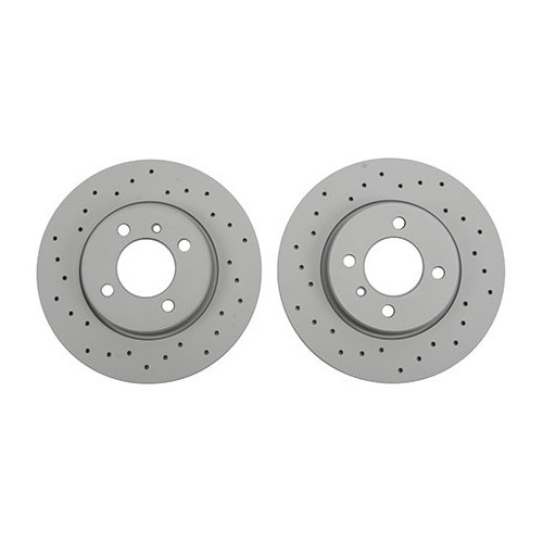 Disques de frein avant pleins percés 260x12,7mm Zimmermann pour BMW Série 3 E30 Berline et Coupé sans ABS (03/1982-04/1991) - la paire - BH30300Z