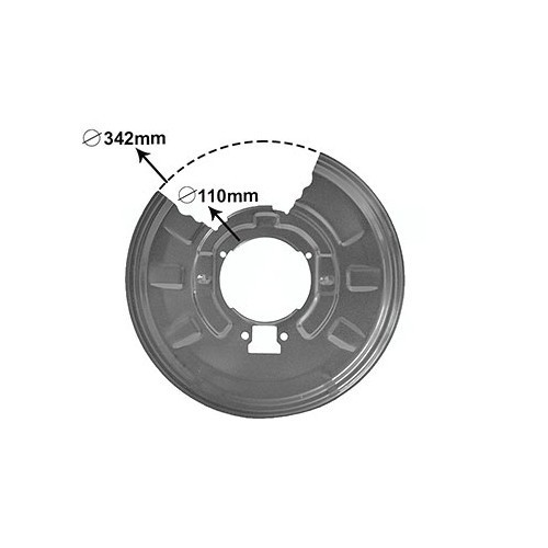 Achterschijf stofkap rechts 342mm voor BMW E46