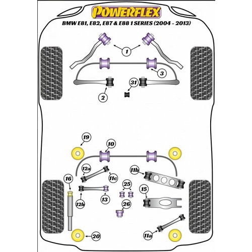 Silenciadores do braço inferior da suspensão POWERFLEX para E90-E91-E92-E93 - conjunto de 2 - BJ41041